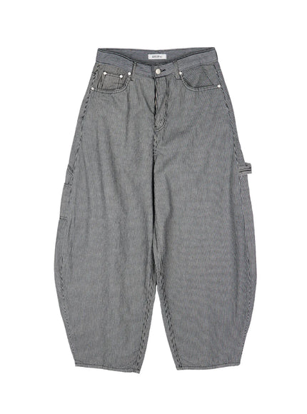 stripe-wide-cotton-pants-cy513 / Black