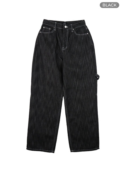 low-rise-strap-baggy-jeans-cy414 / Black