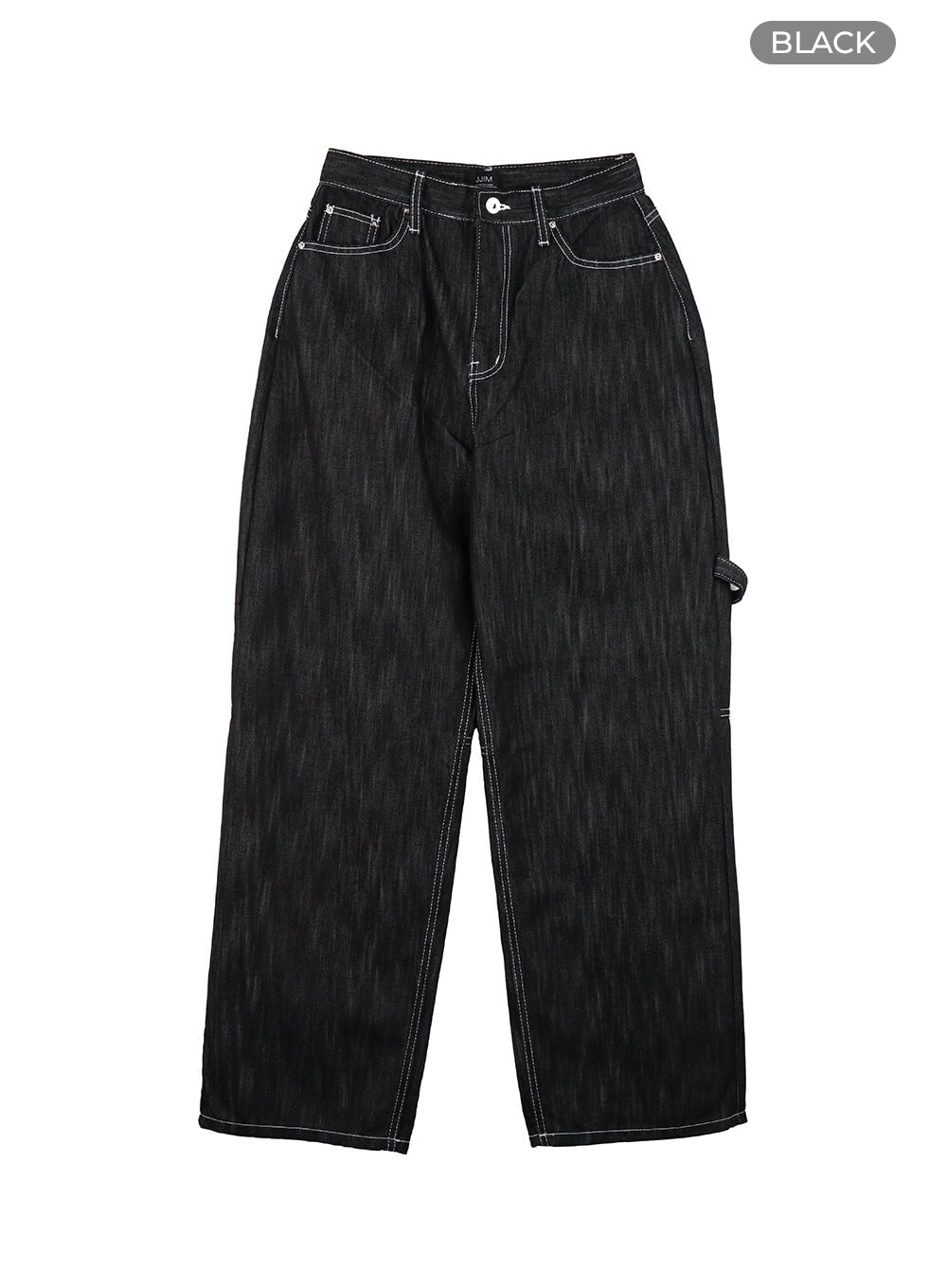 Low-Rise Strap Baggy Jeans CY414 in Black, size L