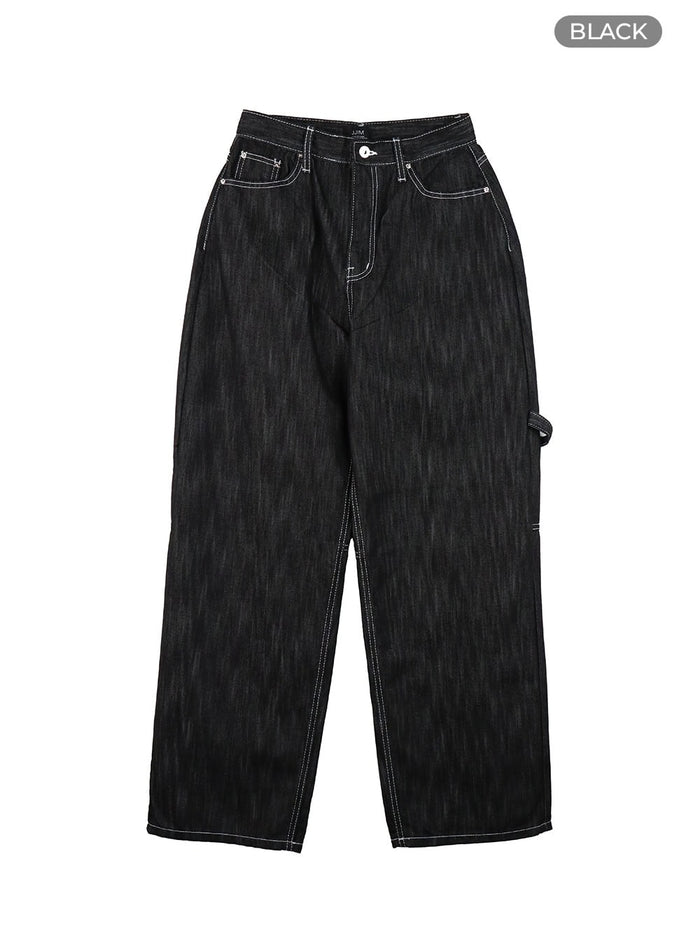 low-rise-strap-baggy-jeans-cy414 / Black