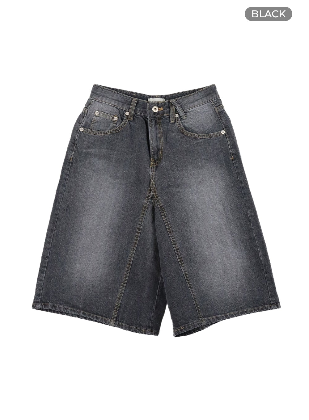 Vintage Washed Wide Leg Jorts CA415 in Black, size L