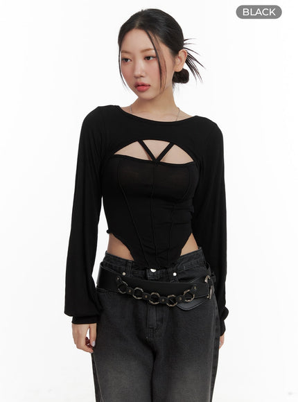 solid-cut-out-crop-top-ca416 / Black