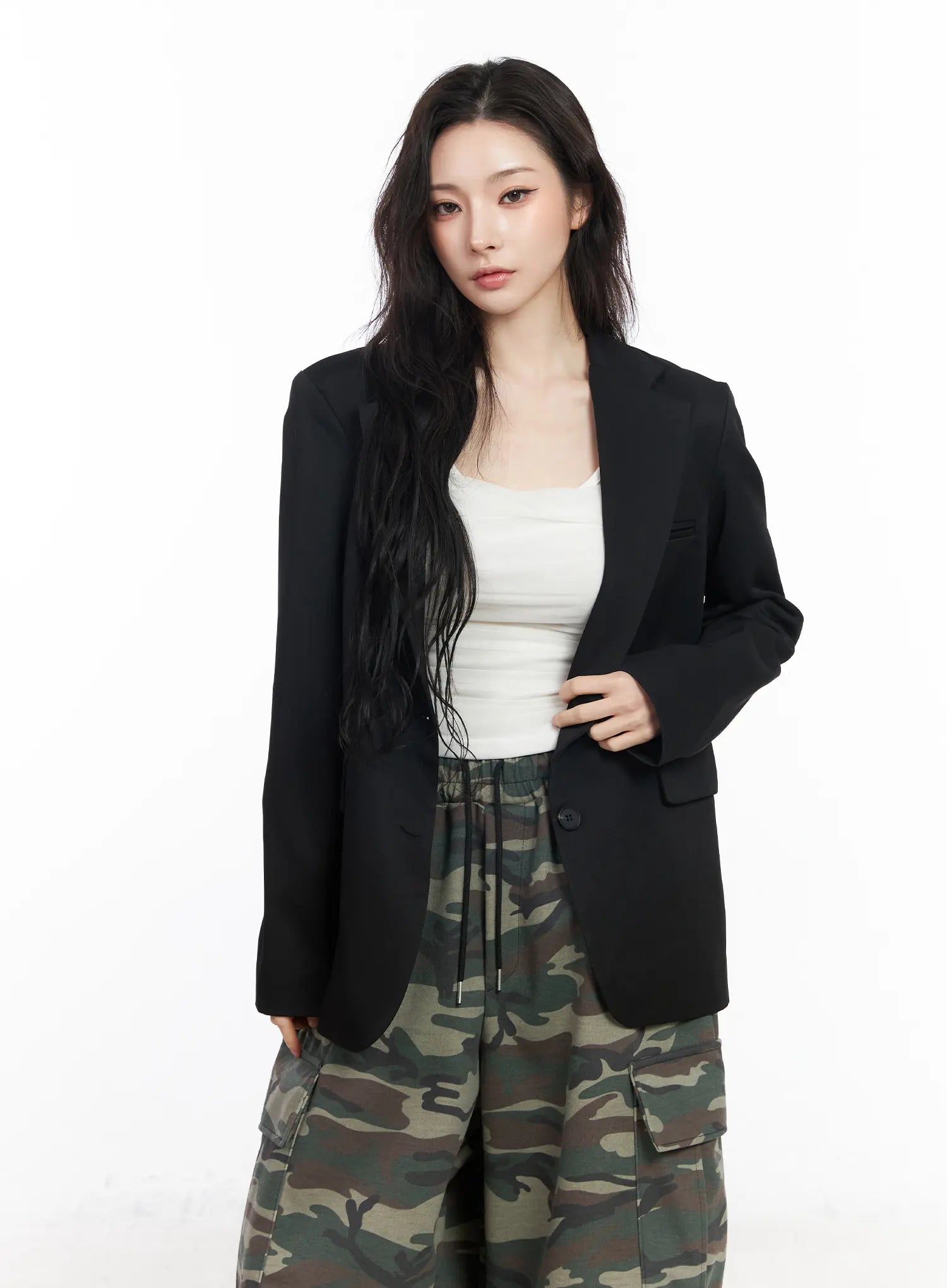 casual-oversized-blazer-cm518 / Black