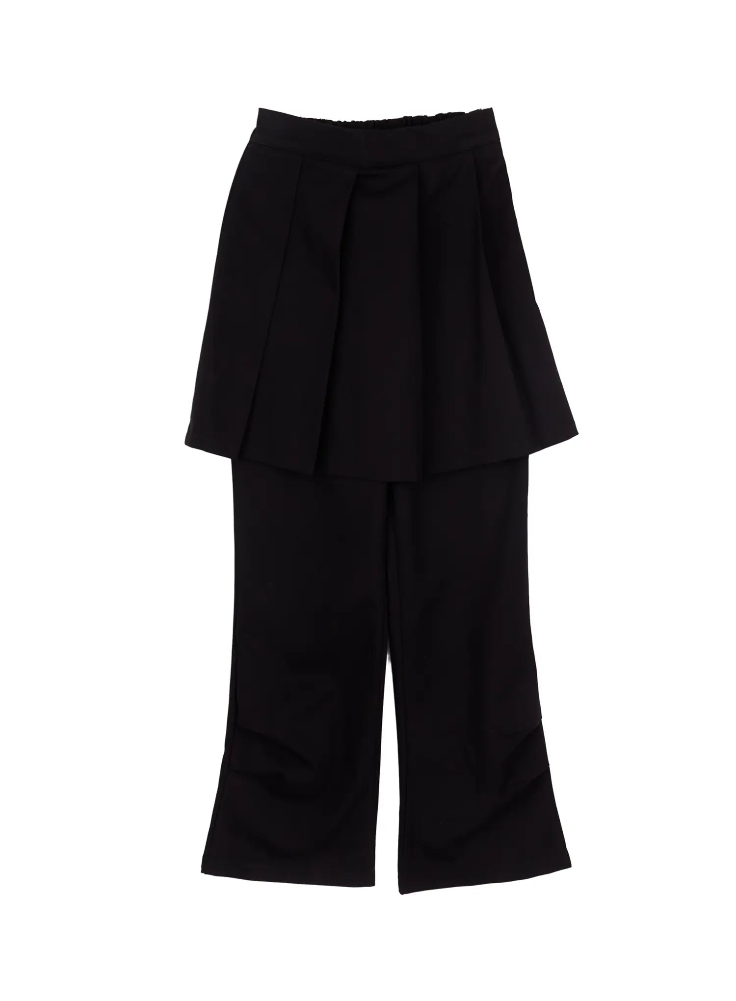 pleated-layered-skirt-pants-cf523 / Black