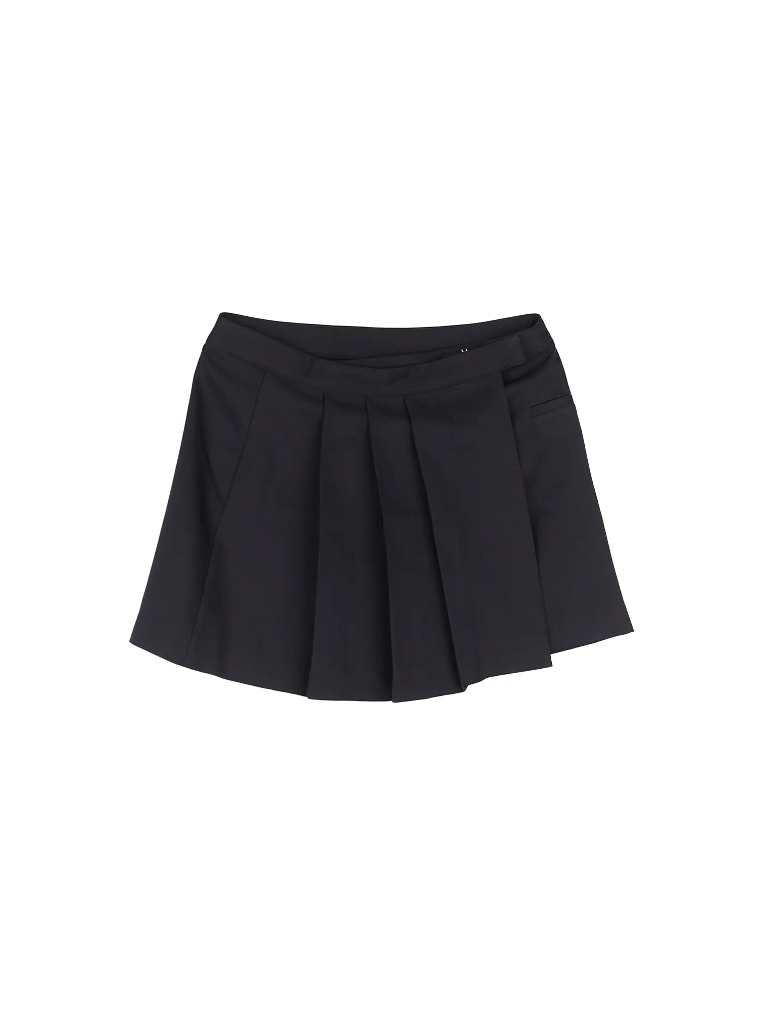 pleated-wrap-mini-skirt-cl515 / Black