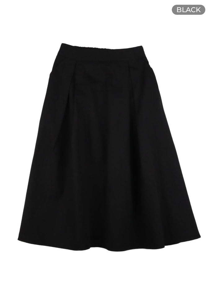 a-line-flare-midi-skirt-oy413 / Black