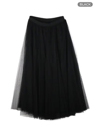tulle-maxi-skirt-om427 / Black