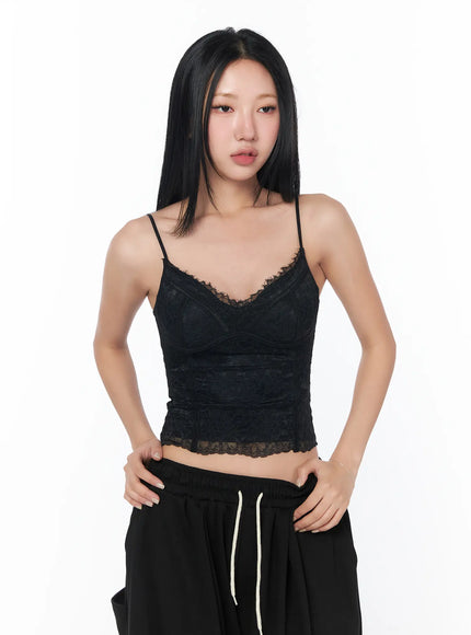 lace-trimmed-cami-cy512 / Black