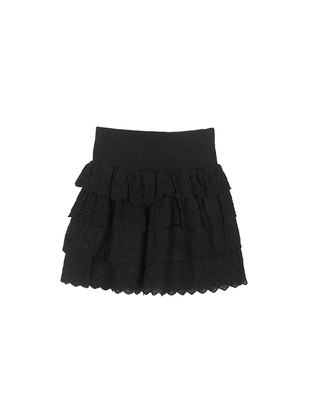 sweet-lace-cotton-mini-skirt-ca511 / Black