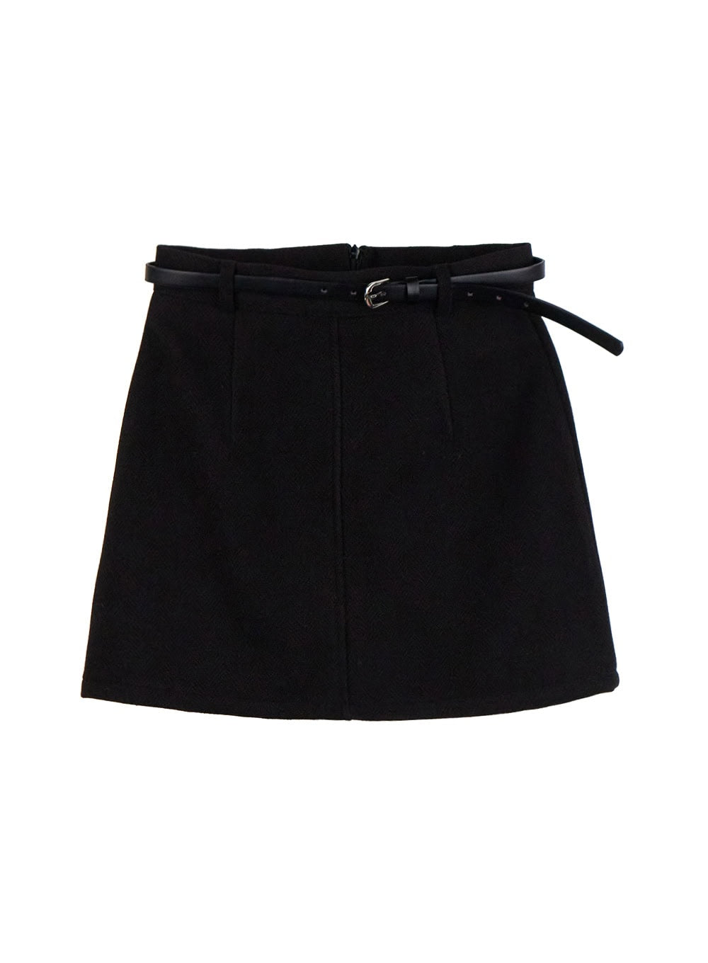 slim-fit-belted-mini-skirt-od412 / Black