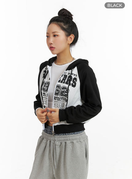 sporty-chic-varsity-hoodie-jacket-cm408 / Black