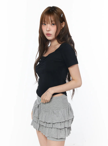 sweetheart-neck-short-sleeve-tee-cy529 / Black