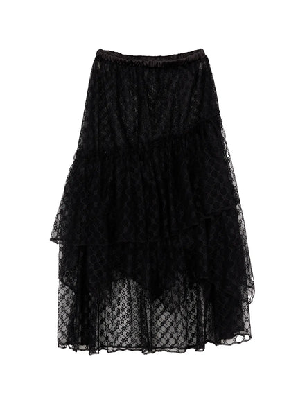 lace-sheer-maxi-skirt-cd529 / Black