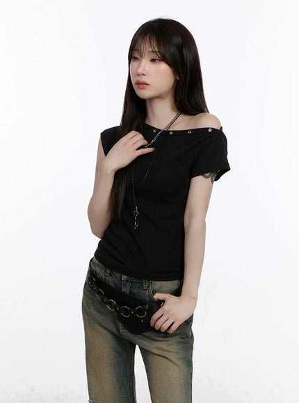eyelet-short-sleeve-tee-ca503 / Black