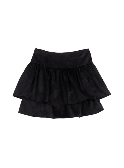 double-layered-ruffle-mini-skirt-cs501 / Black