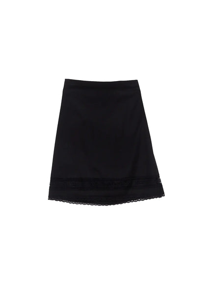 lace-trim-midi-skirt-cg526 / Black