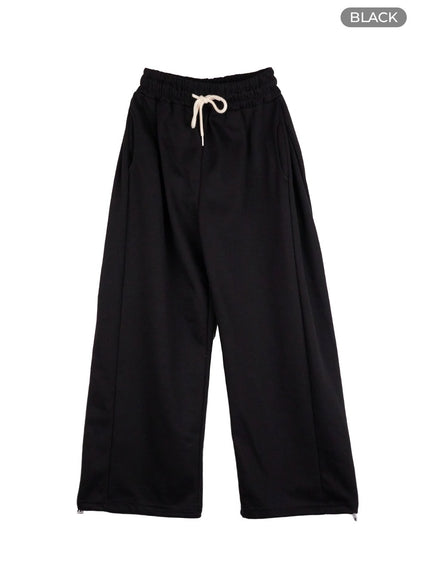 comfy-banded-wide-leg-sweatpants-os409 / Black