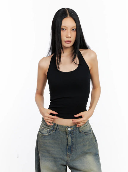 basic-halter-crop-tank-cl530 / Black