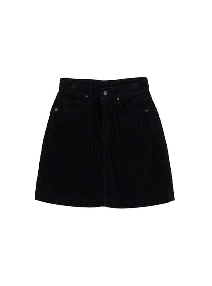 corduroy-midi-skirt-cn426 / Black