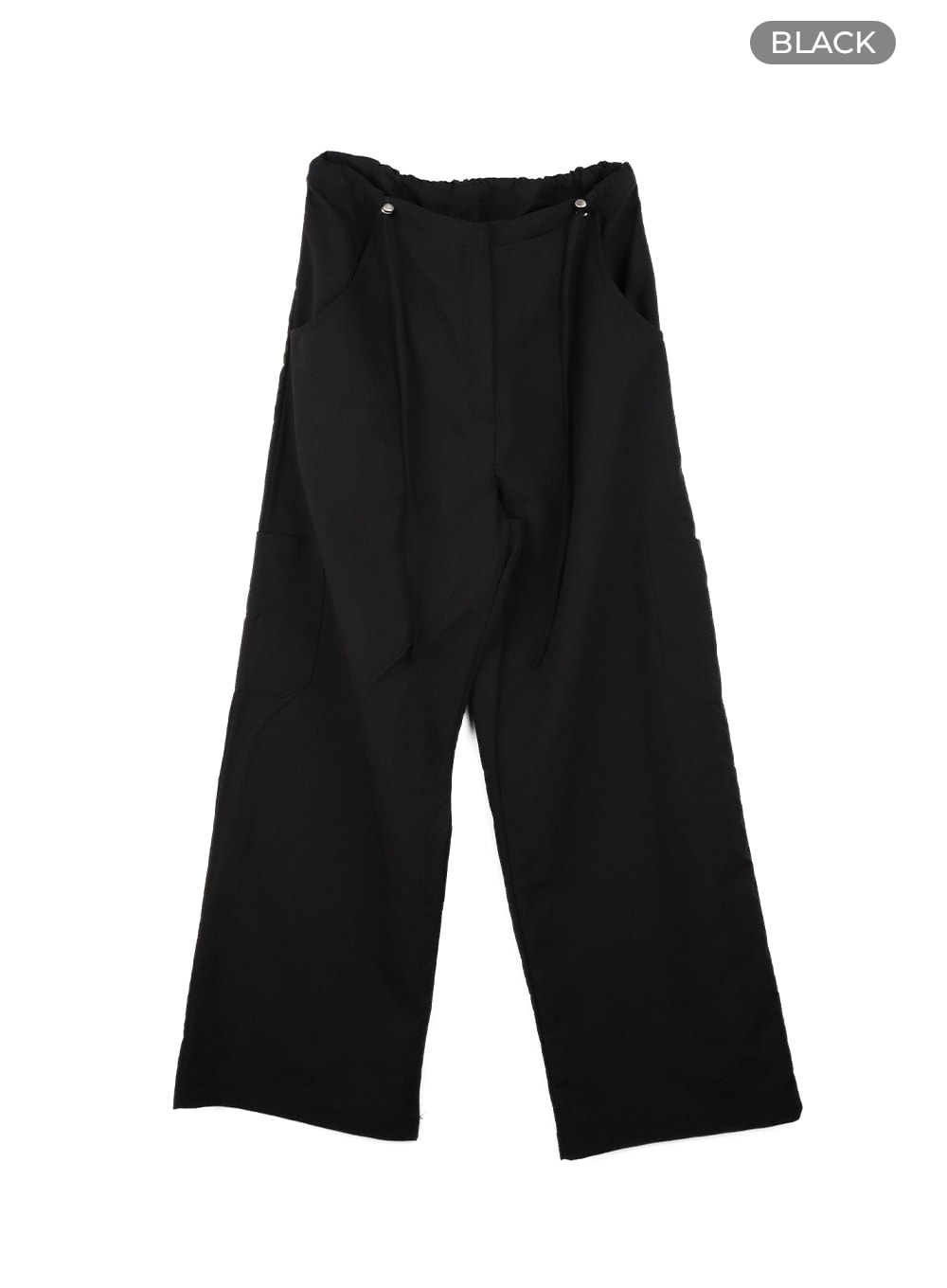 string-straight-leg-pants-cm422 / Black