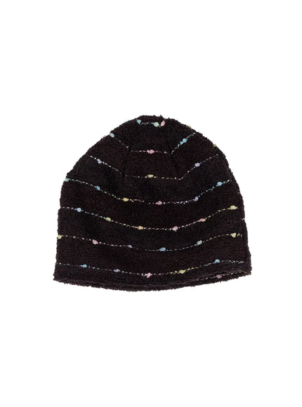 vintage-dotted-knit-beanie-cn517 / Black