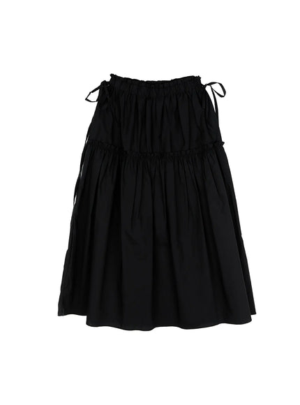 ribbon-tie-waist-maxi-skirt-cg512 / Black