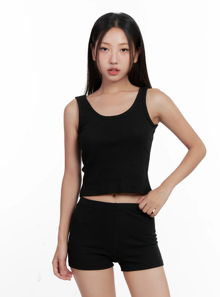 essential-ribbed-crop-tank-cl521 / Black
