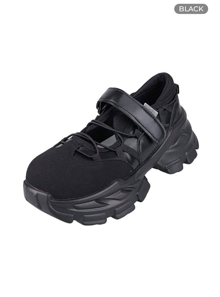 chunky-leather-mary-jane-sneakers-cs419 / Black