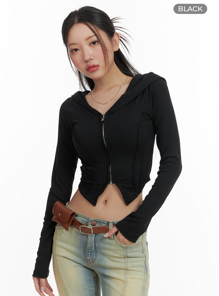 cropped-zip-up-hoodie-ca416 / Black