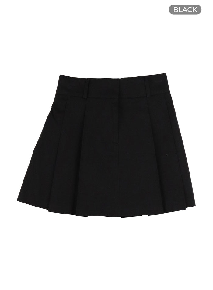 pleated-cotton-mini-skirt-cm427 / Black