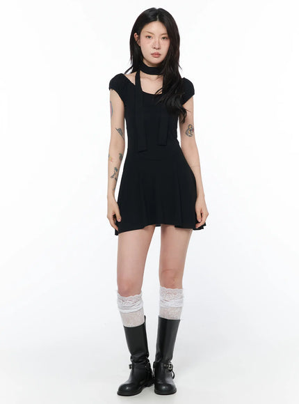 chic-off-shoulder-mini-dress-ca524 / Black