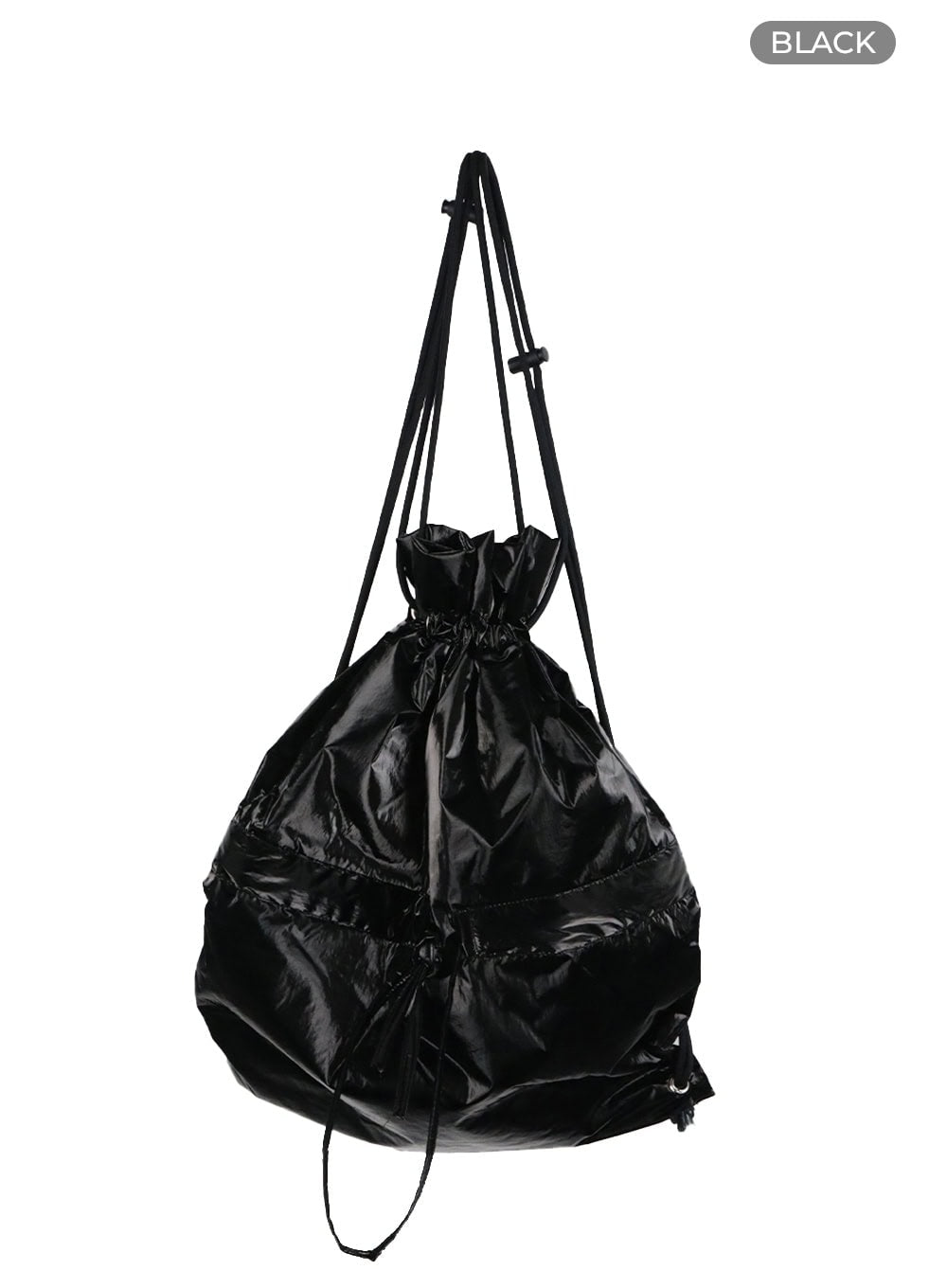 metallic-ribbon-charm-backpack-cy407 / Black