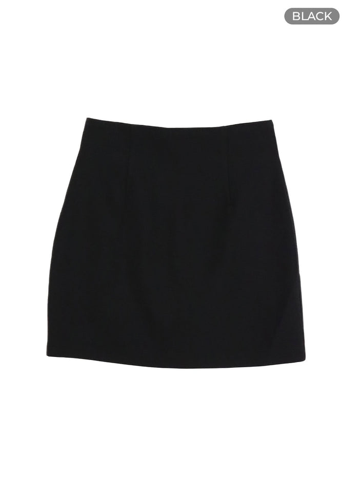 solid-mini-skirt-oy417 / Black