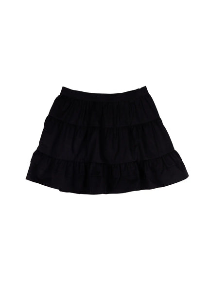 layered-ruffle-mini-skirt-cy505 / Black