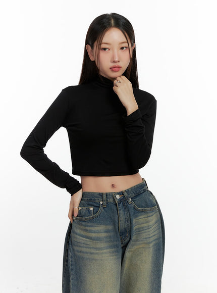 solid-spandex-crop-top-cn412 / Black