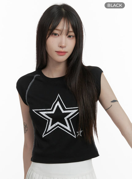 star-graphic-tee-oa426 / Black