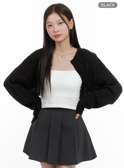 cable-knit-bolero-og419 / Black