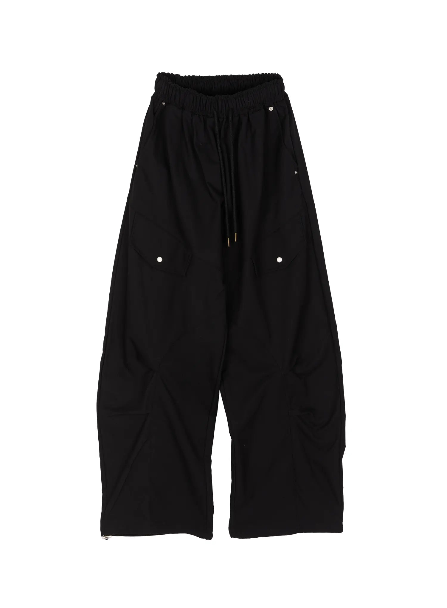 wide-leg-pintuck-cargo-pants-cu519 / Black