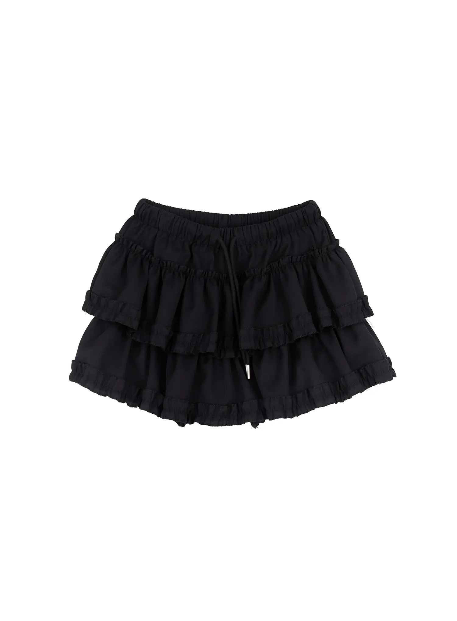 tiered-ruffle-flared-mini-skirt-cm518 / Black