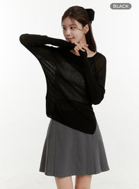 solid-knitted-long-sleeve-top-oy409 / Black