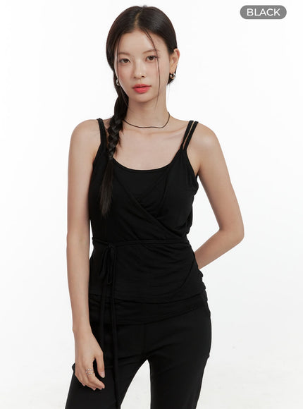 wrap-strap-sleeveless-top-ol411 / Black