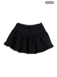 frill-lace-mini-skirt-cl431 / Black