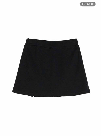 simple-slit-mini-skirt-cu424 / Black