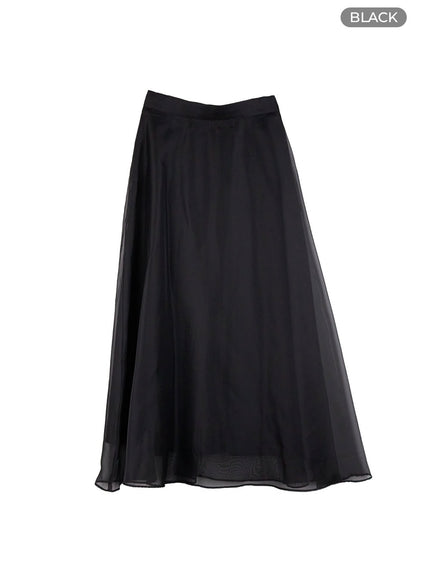 sheer-elegance-banded-maxi-skirt-co415 / Black