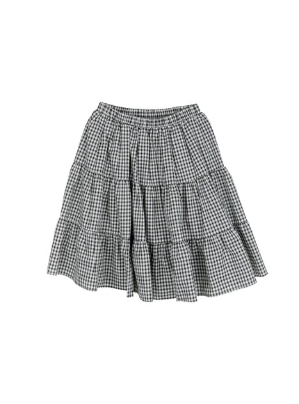 checkered-plaid-midi-skirt-cu510 / Black