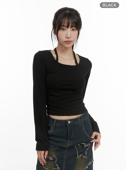 halter-neck-slim-fit-crop-top-cs403 / Black