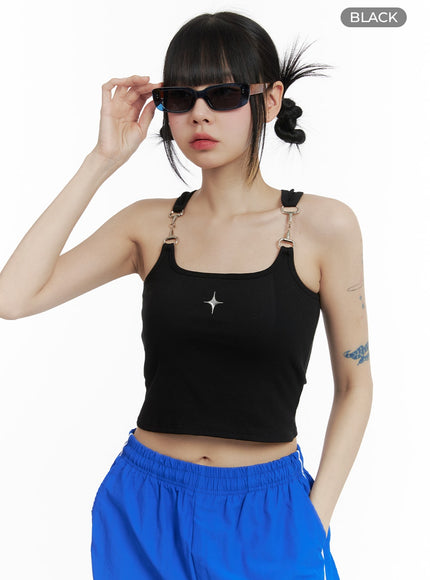 patchwork-chain-tank-top-om426 / Black
