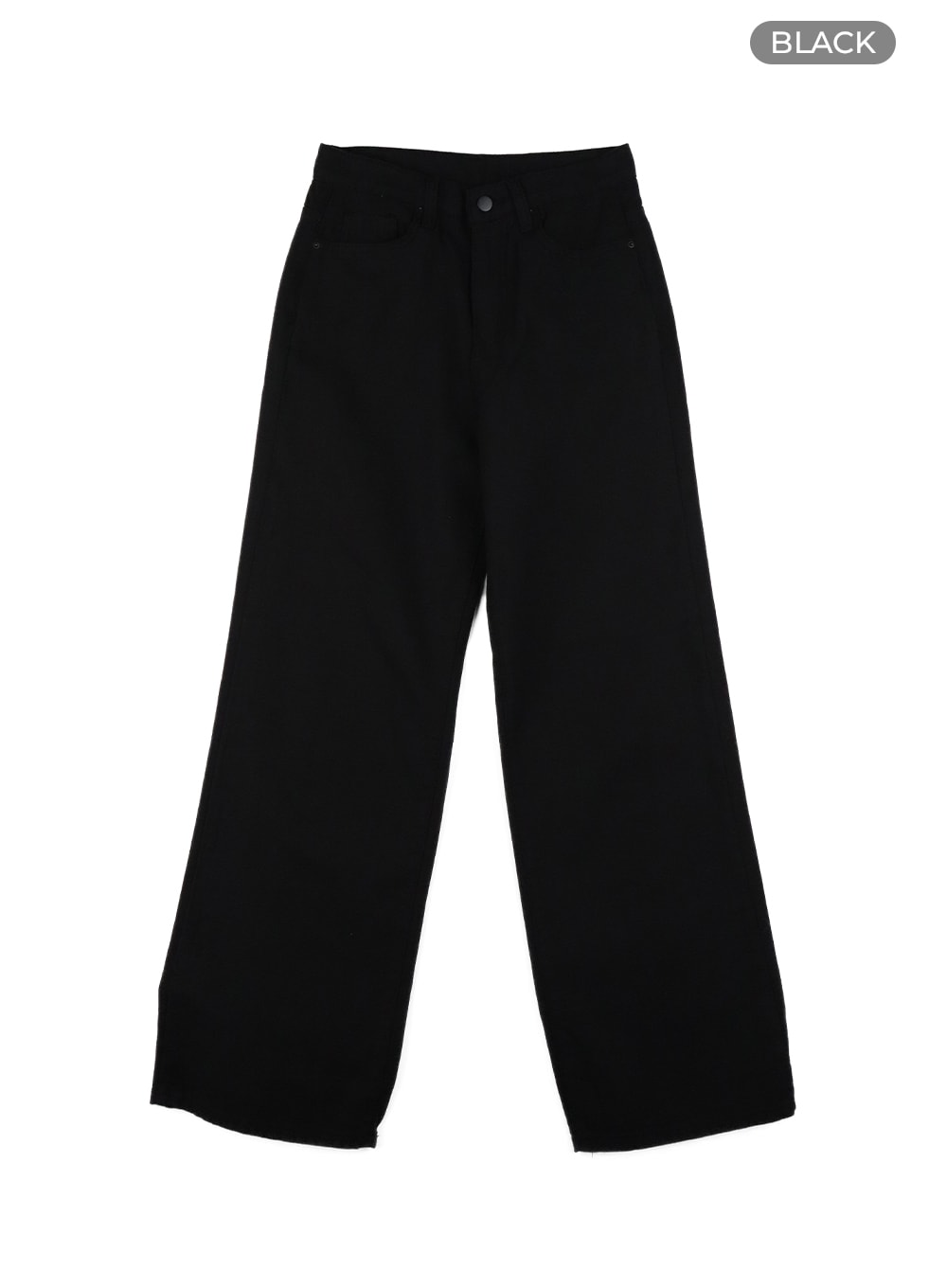 basic-straight-leg-cotton-pants-of412 / Black