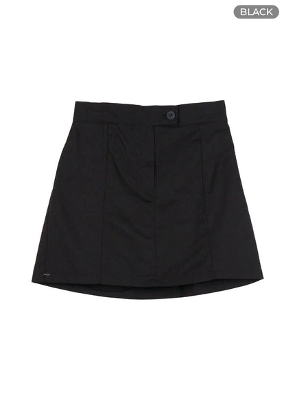 cotton-solid-mini-skirt-ol424 / Black