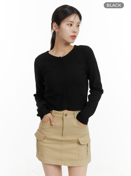 basic-buttoned-crop-cardigan-oa422 / Black